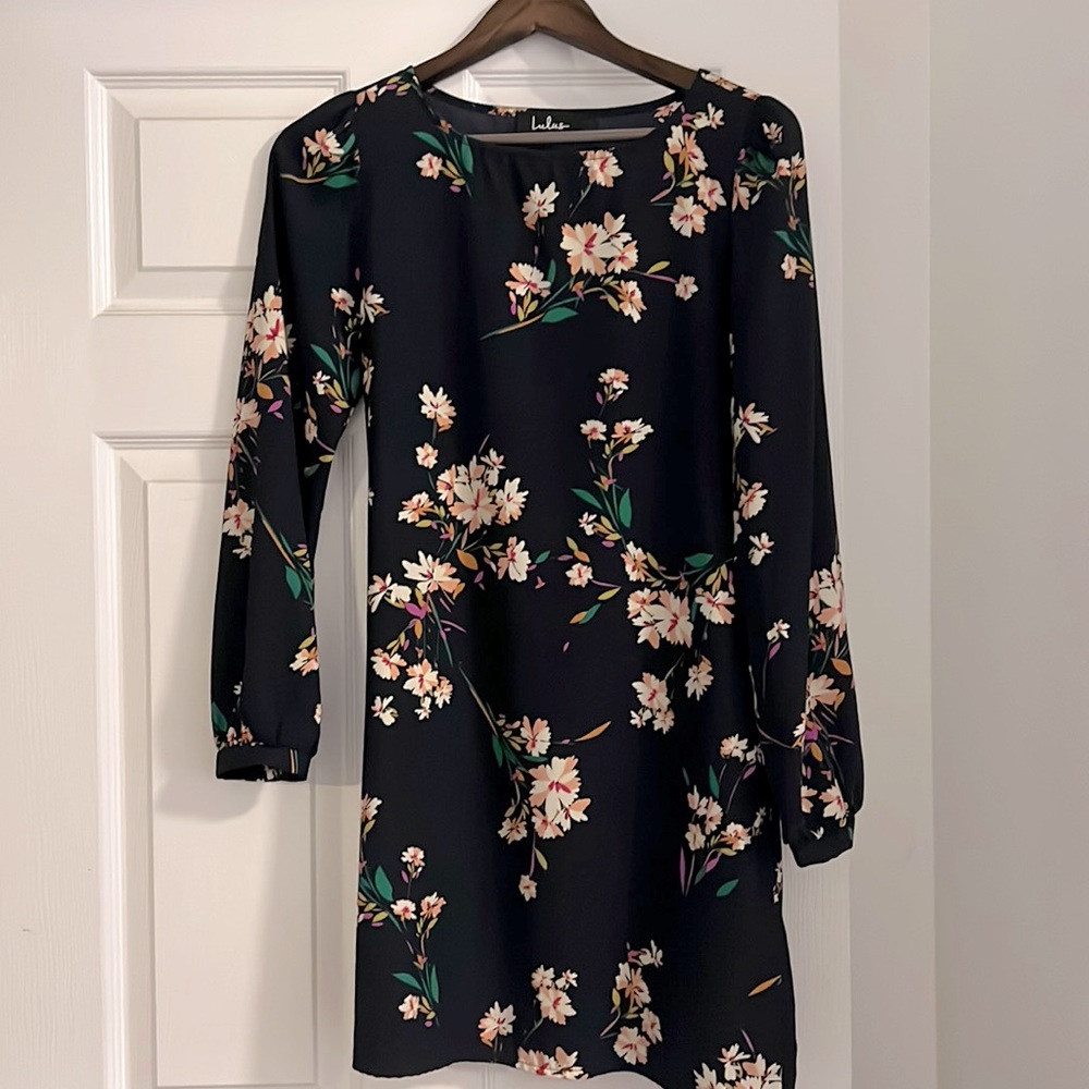 Lulu's Herbaceous Babe Long Sleeve Floral Shift Dress